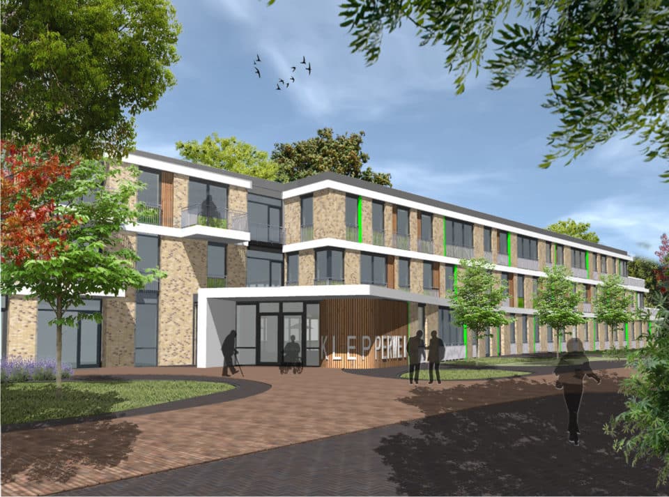 Impressie Klepperwei te Rhoon zicht op gebouwentree Care Concept